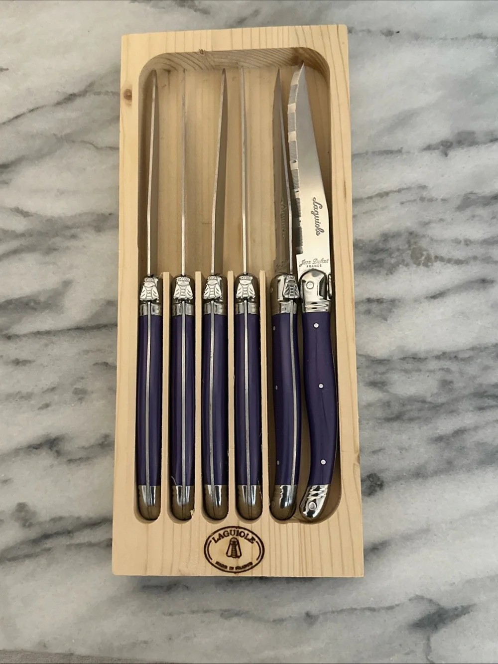 Laguiole Purple Handle 6-Piece Steak Knife Set